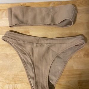 Triangl nude bandeau bikini with bag worn once